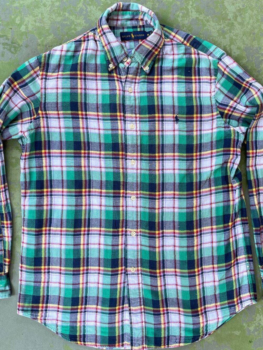 Vintage Men's RALPH LAUREN Plaid Lined Flannel Button Down Shirt Sz Med Cotton